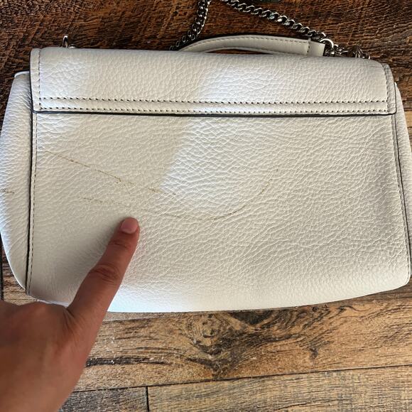 Kate Spade New York White Pebbled Leather Chain Crossbody Shoulder Bag - Picture 15 of 16
